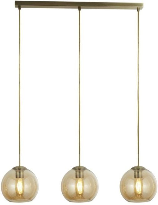 Searchlight - 3 Licht Anhänger Bar Antik Messing, Bernstein, E27