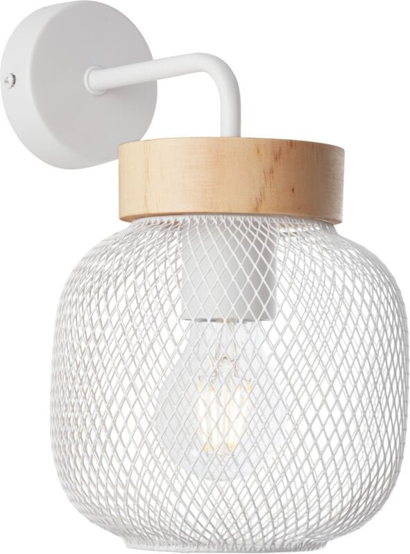 Brilliant - Wandleuchte Giada Wandlampe, 26,5 cm, 1x E27, Metall/Holz, weiß/braun