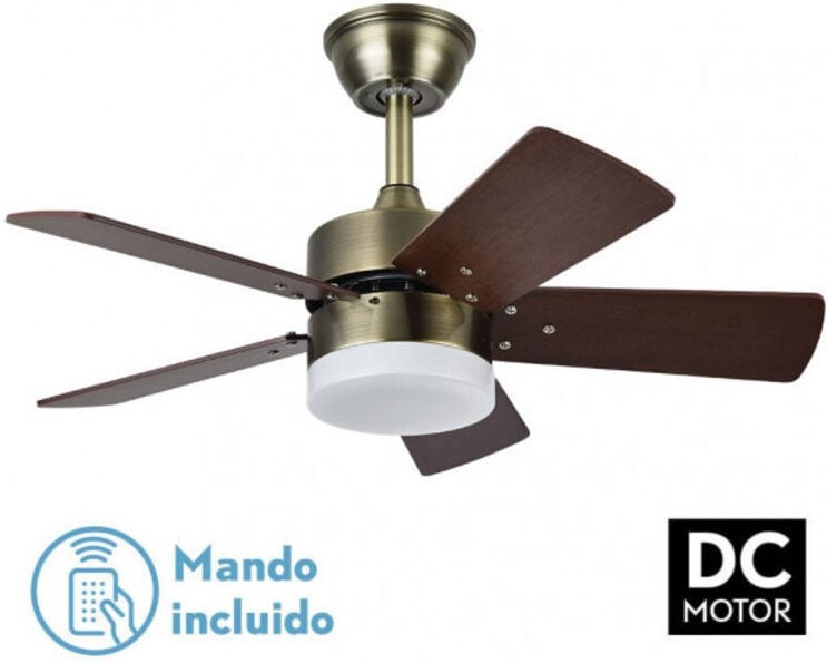 DC Marta 36W Leder-Deckenventilator mit 5 Flügeln, Kirsche und Walnuss