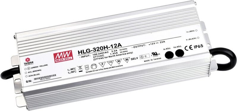 Mean Well HLG-320H-24A LED-Treiber, LED-Trafo Konstantspannung, Konstantstrom 320 W 13.3 A 24 V/DC
