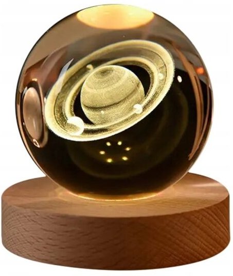 3D Glas Ball Nachtlicht 6cm USB Powered für Kinderzimmer Planeta