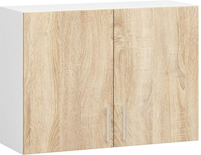 Hängeschrank Küchenschrank Akord lima modular W80 Weiß 80 cm 2 Türen 2 Ebenen Front Sonoma-Eiche B80 x H58 x T30,5 cm