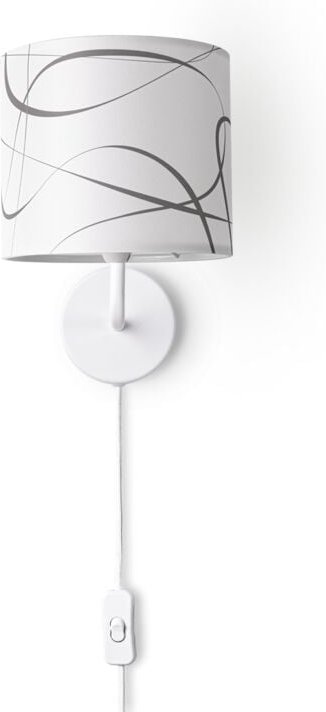 Tischlampe Nachttisch Stoffschirm Wandleuchte Wohnzimmer Tischleuchte Vintage Wandleuchte - Weiß, Design 3 (Ø18 cm) - Pa...