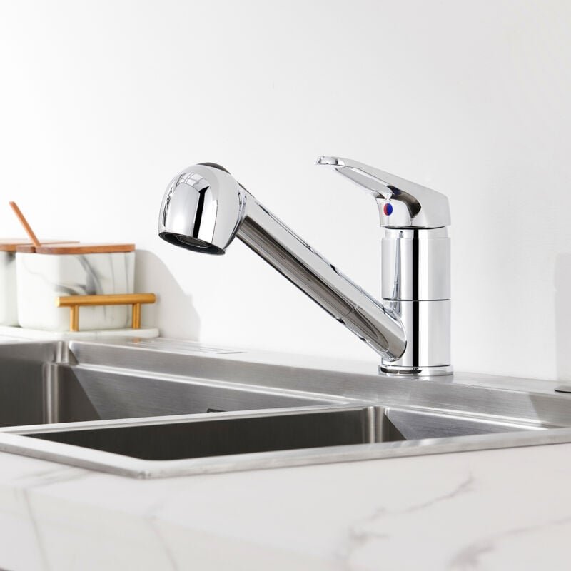 Einhebel Küchenarmatur mit 2 Strahlarten Geschirrbrause Wasserhahn Küche ausziehbar Spültischarmatur Armatur mit 360° sc...