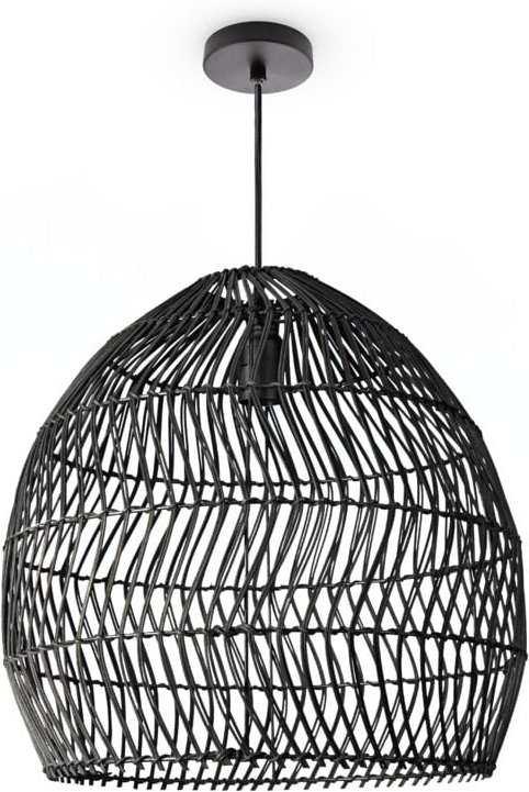Pendelleuchte Wohnzimmer Boho Korbleuchten Pendellampe Rattan Hängeleuchte Schwarz (Ø40cm), Pendelleuchte - Typ 7 - Paco...
