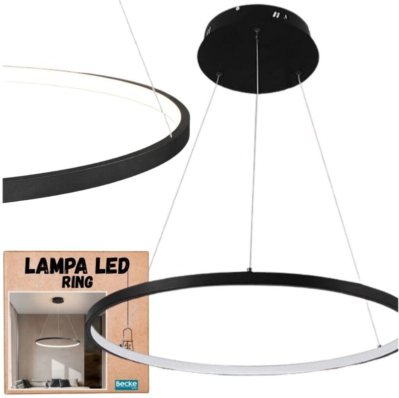 Ringförmige LED-Deckenleuchte, mattschwarz, 25 W, modern, industriell, hängend, lang, neutral