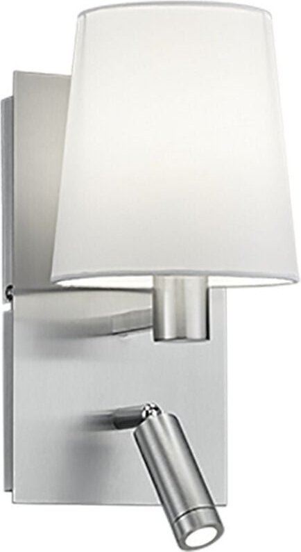 Moderne Wandlampe mit weißem Lampenschirm und Spot-LED-Marriot-Nickel-Trio-Beleuchtung