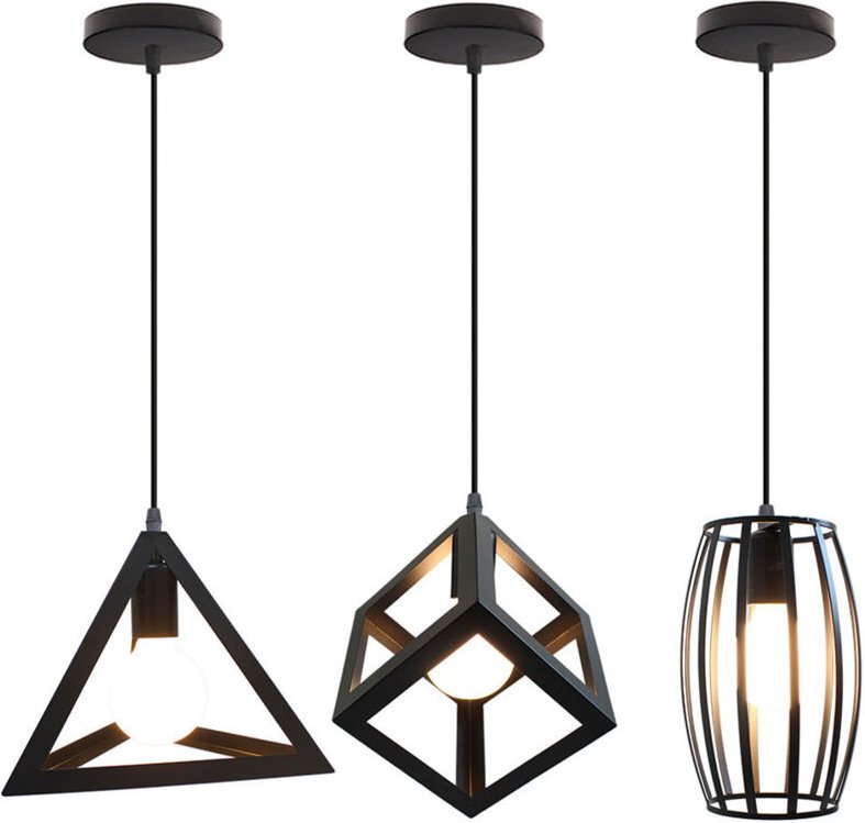 3er-Set Industrielle Hängelampe Pendelleuchte mit Metall-Ferien-Schirm für Küche, Esszimmer und Bar