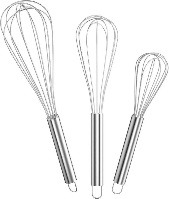 Professioneller Edelstahl-Küchenbesen, 3-teiliges manuelles Eierquirl-Set (21 cm, 26 cm, 29 cm), Schneebesen zum Mischen...