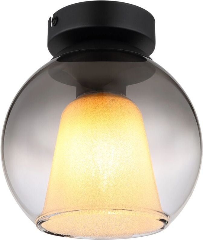 Globo Lighting - Deckenleuchte Deckenlampe Wohnzimmerleuchte Rauchglas E27 Kristalle klar schwarz