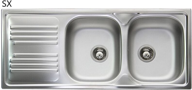 Einbauspüle aus Edelstahl mit 2 Becken