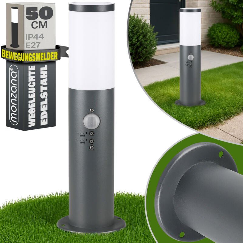 Thumbnail - Monzana® Außenleuchte Edelstahl 50cm Hoch IP44 Wetterfest E27 Fassung Garten Wegeleuchte Gartenleuchte für Außen anthraz...