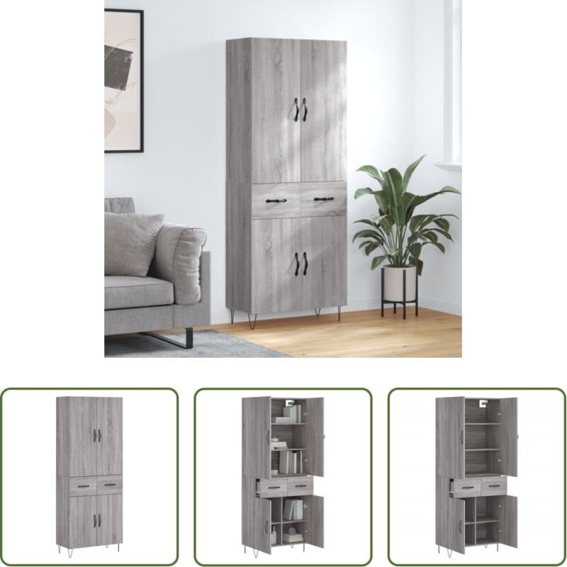 Holzwerkstoff - Highboard Grau Sonoma 69,5x34x180 cm Holzwerkstoff