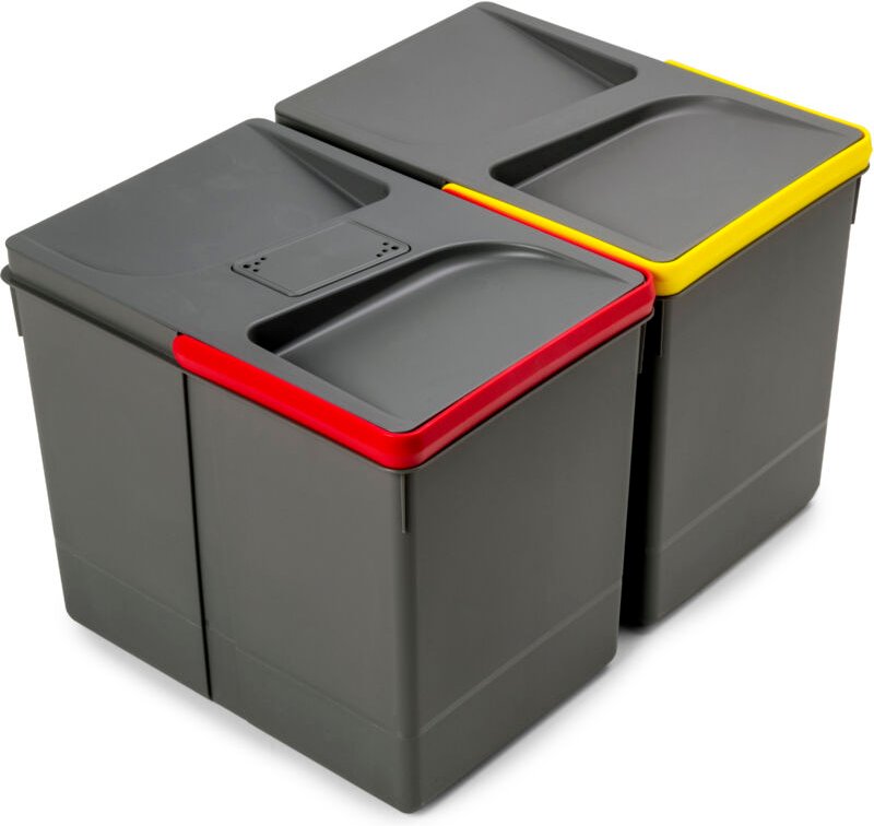 Thumbnail - Emuca Recycle-Küchenschubladenbehälter mit geruchsdichtem Deckel, Höhe 266, 2x15l, Kunststoff anthrazitgrau