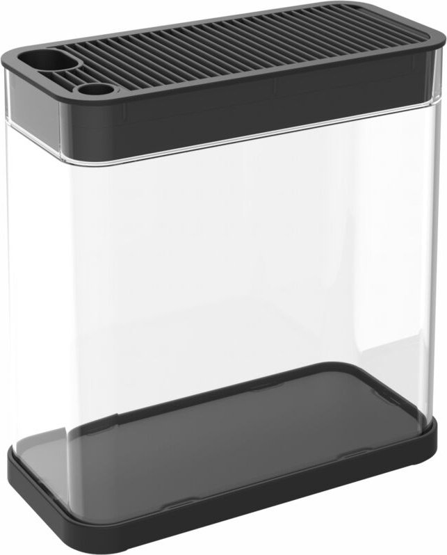 Jusch - Transparenter rechteckiger Messerhalter, universell, 2-stöckiges Modell, abnehmbar, Kunststoff, schwarz