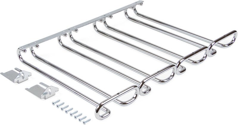 Glashalter, 4-zeilig, Länge 280mm, Stahl, Verchromt - Emuca