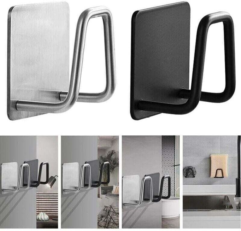 Groofoo - Spülbecken-Organizer, Küchenschwammhalter, selbstklebendes Spülbecken-Schwämme-Trocknungsabtropfgestell, 304-E...