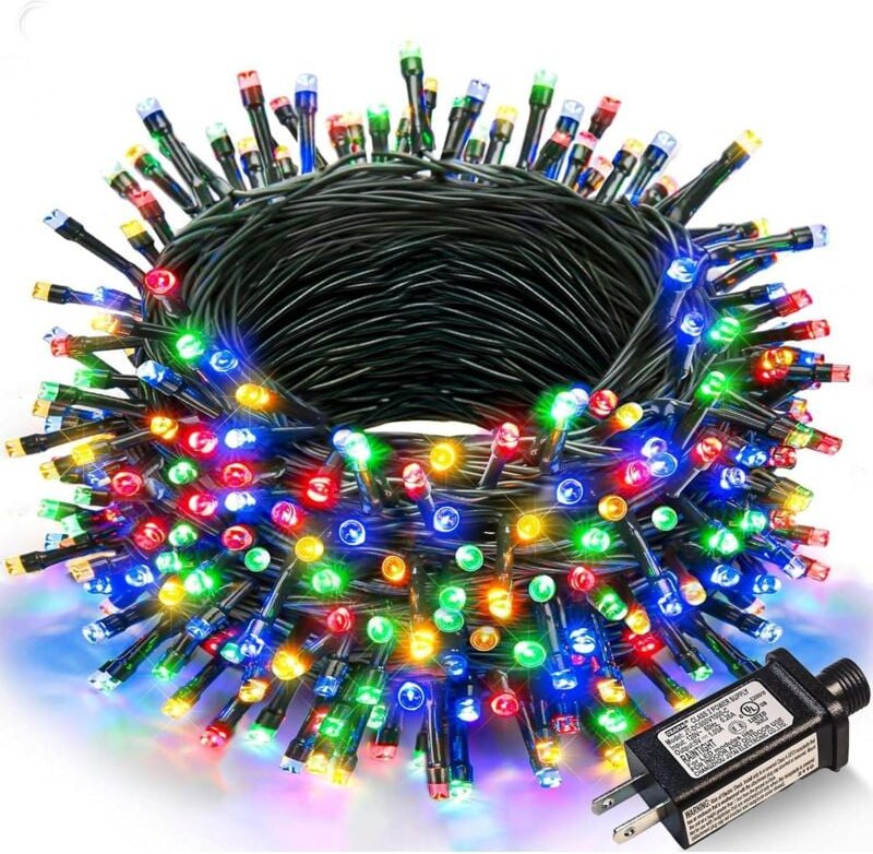 Weihnachtsdekoration für draußen, bunte Lichterkette, 20 m, 200 LEDs, elektrische Weihnachtsbeleuchtung, 8 Modi, wasserd...