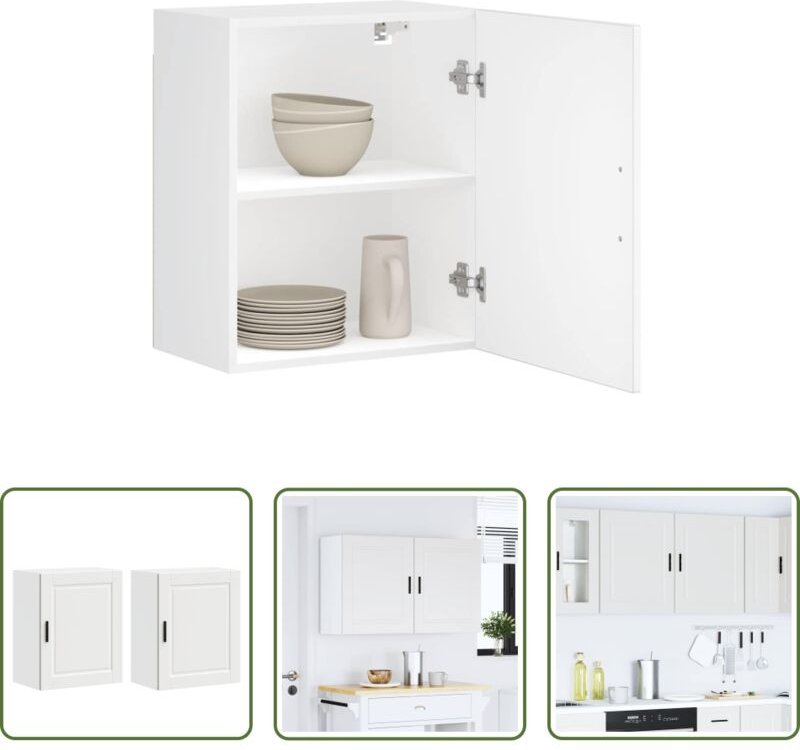 vidaXL Wandmontage - Küchen-Hängeschränke 2 Stk. Porto Weiß Holzwerkstoff