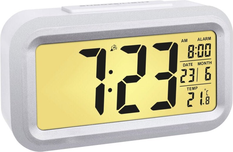 60.2553.02 Funk Wecker Silber, Weiß Alarmzeiten 1 - Tfa Dostmann