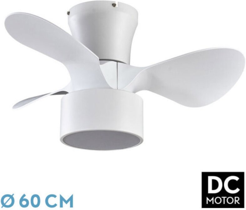 Fabrilamp - Ventilator dc 24w kos white 3 Flügel 60d 6 Geschwindigkeiten 2390lm 3000-4500-6000k w/remote, memory & timer