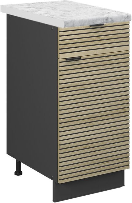 Vicco - Küchenunterschrank Fame-Line, Eiche Paneel, 40 cm , ap Marmor