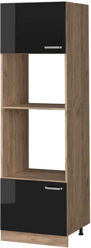 Vicco - Mikrowellenschrank R-Line, Schwarz Hochglanz, 60 cm