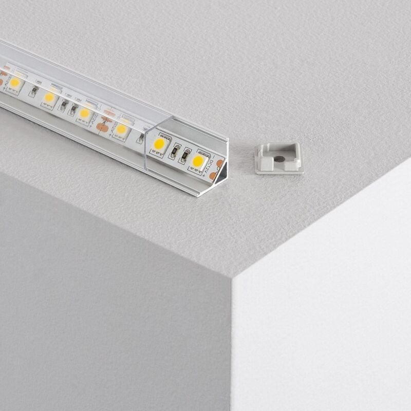 Ledkia - Aluminiumprofil Ecke gerade Abdeckung 2 m für led Streifen bis 10 mm