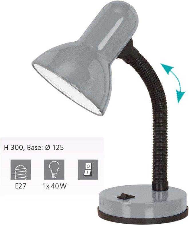Tischleuchte Basic 1 silber 30 cm E27 Tischleuchte - Eglo