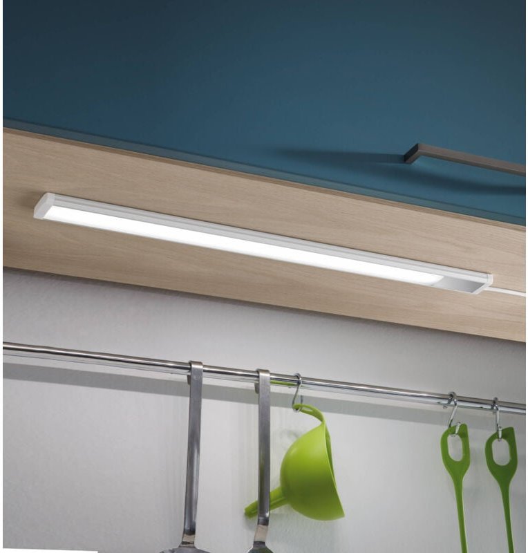Eglo - led Unterbauleuchte Repilado, Unterschrankleuchte Küche aus Kunststoff in Weiß und Silber, Küchenlampe mit Wippsc...