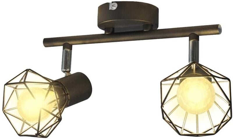 Deckenstrahler mit 2 LED-Glühlampen Industrie-Stil Drahtschirm Vidaxl