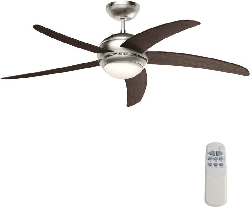 Wiltec Deckenventilator Ø 136 cm mit 5 Flügel, Ventilator mit 3 Geschwindigkeiten und Lampe, Lüfter mit Fernbedienung, T...