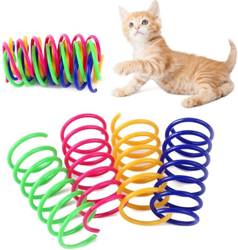 4 Stück Katzenspielzeug mit Federn, buntes Frühlings-Katzenspielzeug, Katzenspielzeug