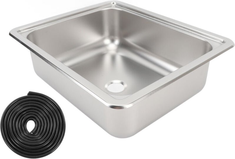 RV 304 Edelstahl poliertes quadratisches Küchenwaschbecken mit 40mm Abfluss für Wohnmobile, Wohnwagen und Boote.