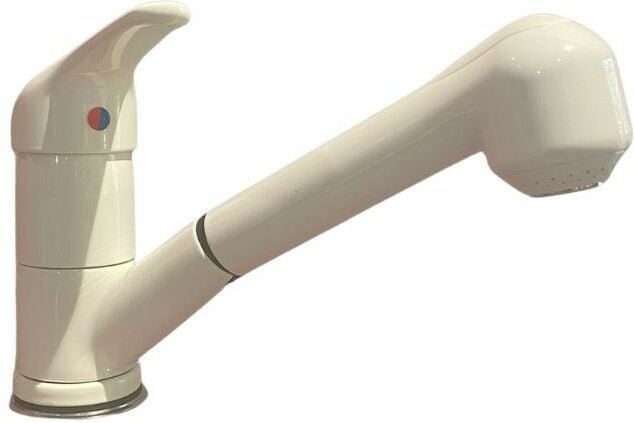 Küchenarmatur mit ausziehbarer Brause, weiß, Paini Mixo 45WH573TCZ