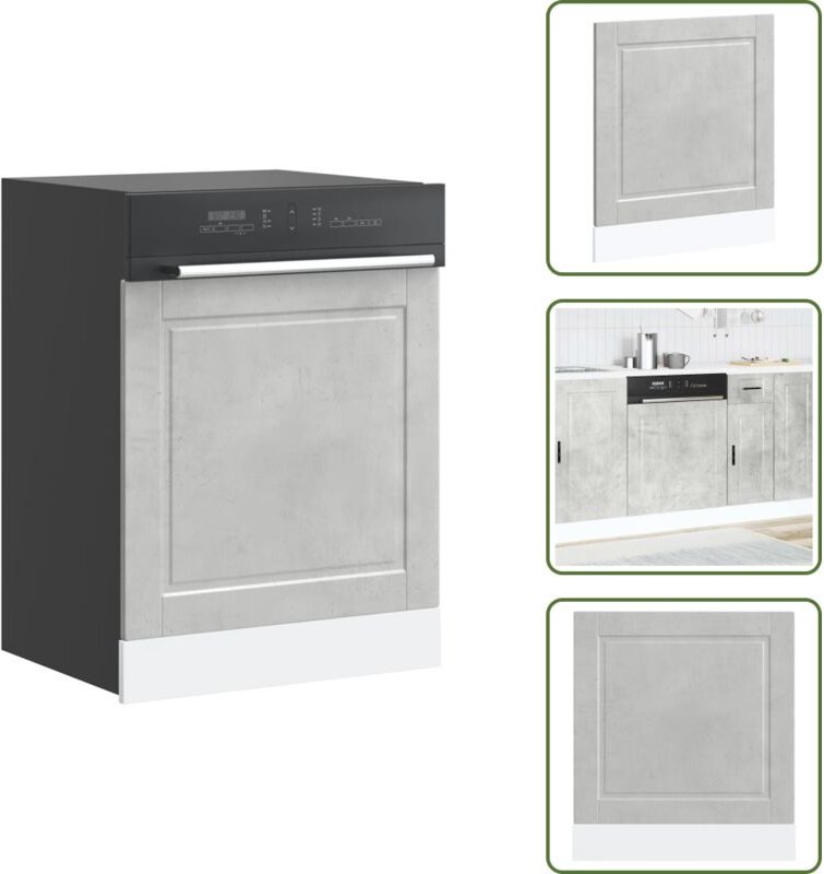 The Living Store Geschirrspülerblende Porto Betongrau 60x1,5x67 cm Holzwerkstoff - Holzwerkstoff