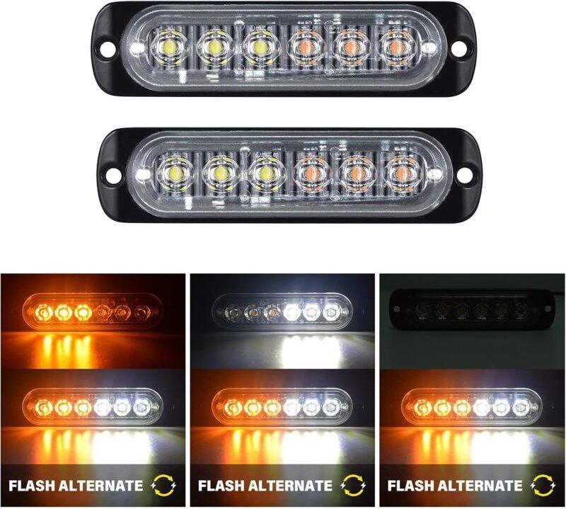 Stück 6-LED-Blitzlichtleiste, 12V/24V, blinkende Rundumleuchte für Polizeianhänger, für PKW, LKW, Geländewagen, ATV, 4x4...