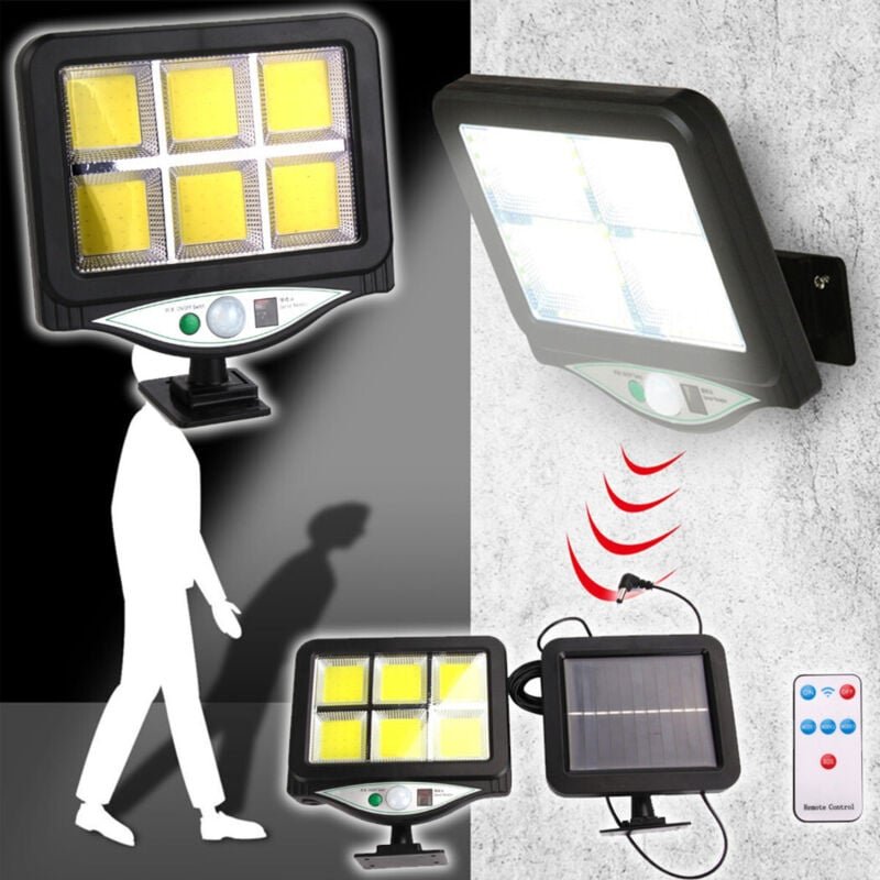 Trade Shop Traesio - Trade Shop - faro projekt mit solar pannel sensore moviment telecomando 128 led 6 cob -