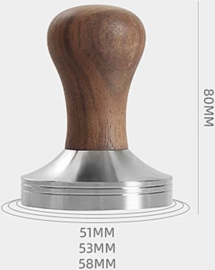 58MM Kaffee Tamper 304 Edelstahl Holzgriff Flache Druck Presse Hammer Barista Werkzeuge Kaffee Pulver Hammer