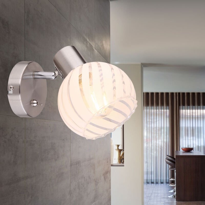 Wand Spot Lampe Leuchte schwenkbarer Strahler Glas Beleuchtung Flur Diele Büro