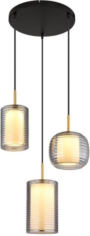 Pendelleuchte Hängelampe Deckenlampe led Designleuchte 3-Flammig Glas Rauchfarbe