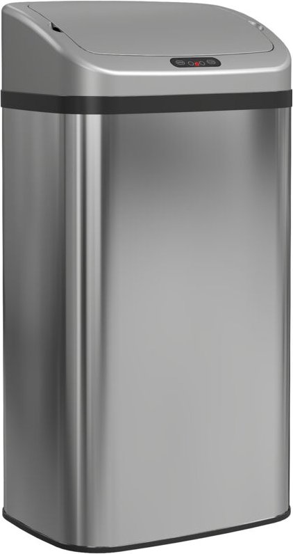 48 L Sensor-Mülleimer für Küche oder Büro, automatische Schließ-Funktion, Edelstahl, Silberton