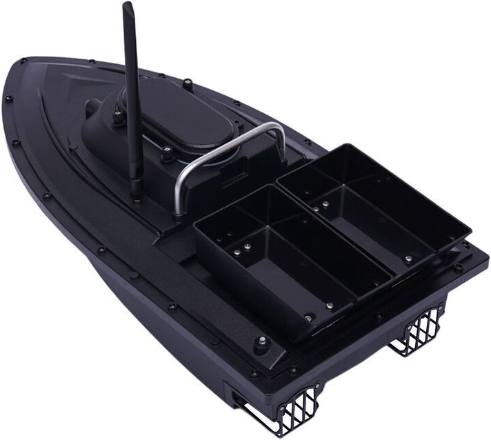 Wireless Fischerköderboot Köderboot Futterboot 2 Hoppers Baitboat 5,4km/h Fish Finder 500m Fernbedienung Schwarz mit Lad...