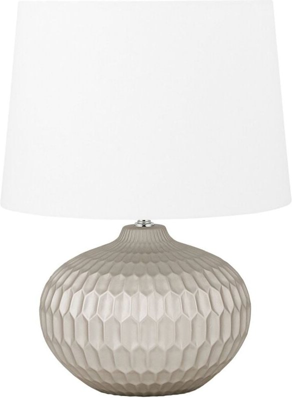 Beliani - Tischlampe Gold Keramik 51 cm Stoffschirm Weiß Vasenform Kabel mit Schalter Moderner Minimalistischer Look