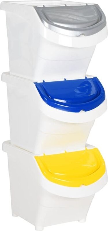 Abfallbehälter mit Deckeln 3 Stk. Stapelbar Weiß pp 78 l Vidaxl