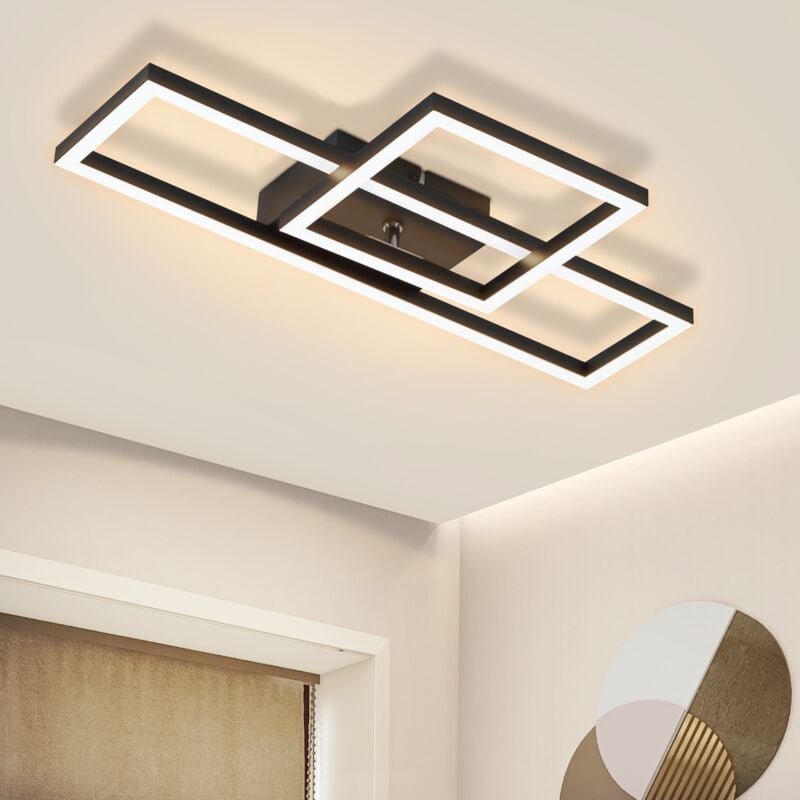 Thumbnail - Deckenlampe led Deckenleuchte Wohnzimmer - 20W Wohnzimmerlampe Warmweiß Küchenlampe Modern Design Schwarz Schlafzimmer L...