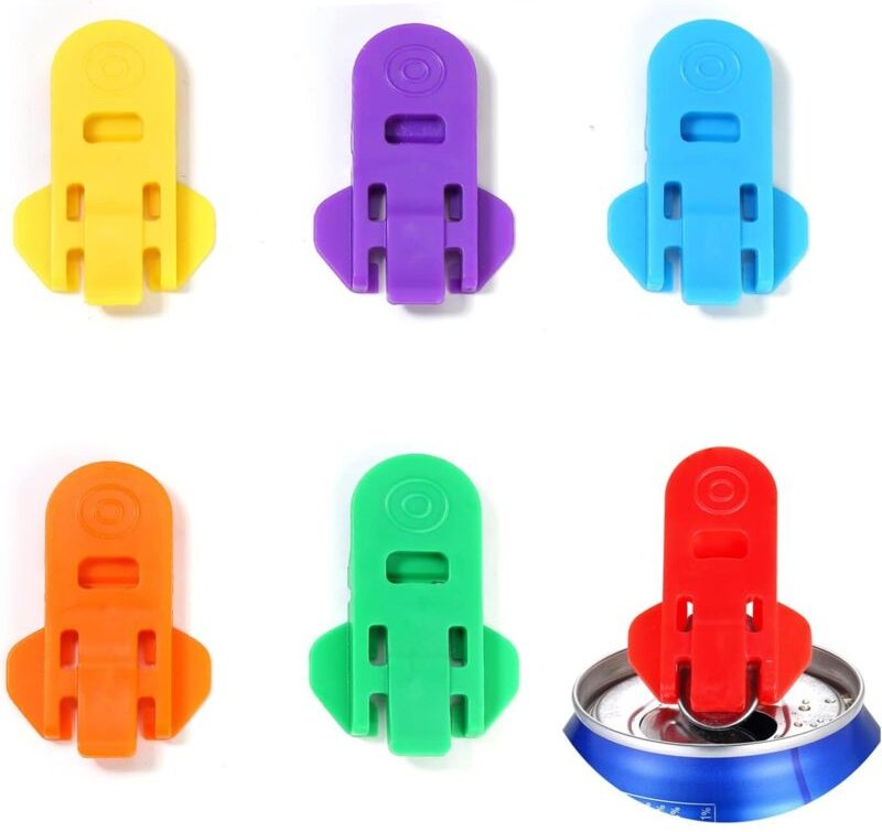 6er-Pack bunte, manuelle Dosenöffner, hochwertige Dosenöffner aus Kunststoff mit Schutzschild für Limonade, Cola, Bier, ...