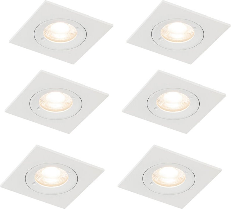 Set mit 6 Einbaustrahlern weiß quadratisch GU10 50mm IP44 - Xena