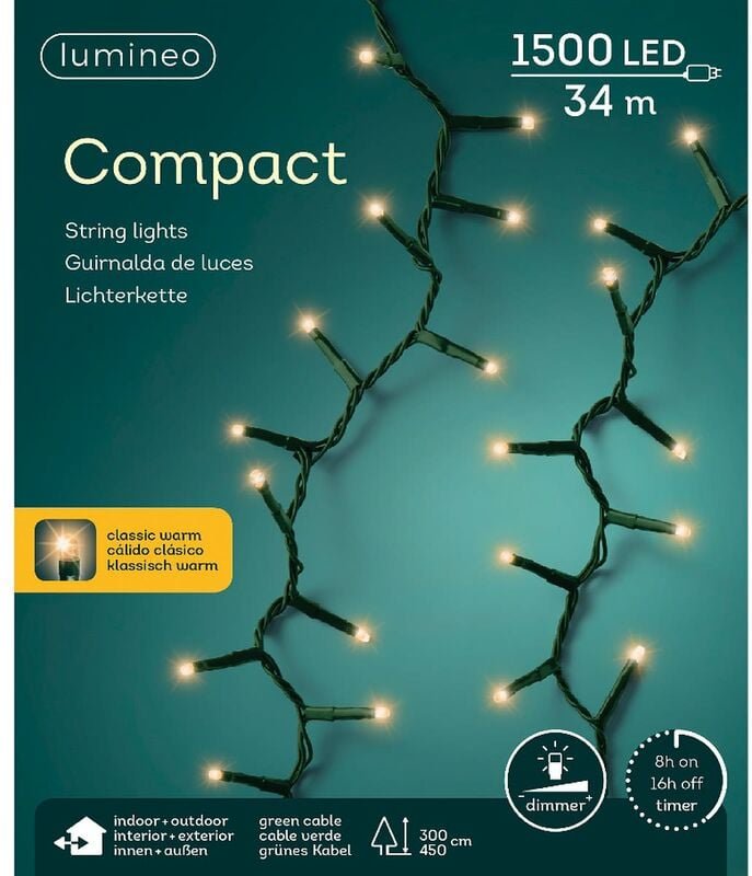 Lumineo - led Lichterkette Compact Klassisch Warm 1.500 led 34 Meter