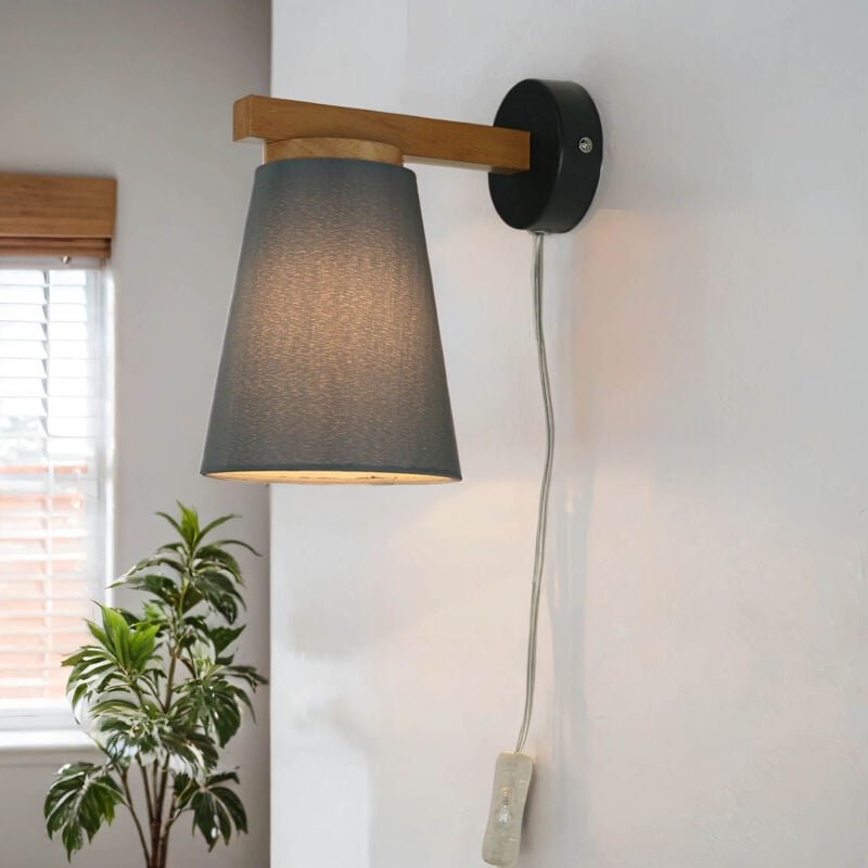 Licht-erlebnisse - Wandleuchte mit Schalter Kabel Grau Skandinavisch Bett Sofa Wandlampe
